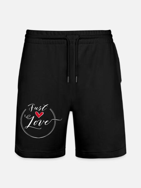Just Love Heart Scripted Circle - Stanley/Stella Trainer Unisex Organic Jogging Shorts - black