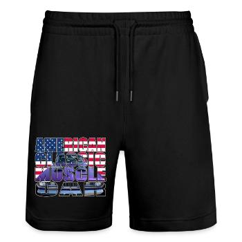 American Classic Muscle Car Script R6Z - Stanley/Stella Trainer Unisex Organic Jogging Shorts - black - Front - Nik (191cm) & Marisol (170cm)