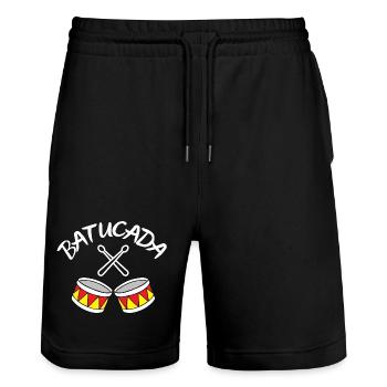 batucada, percussion, drum - Stanley/Stella Trainer Unisex Organic Jogging Shorts - black - Front - Nik (191cm) & Marisol (170cm)