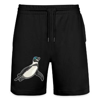 Pinguin Schwimmen Schwimmbrille Sommer - Stanley/Stella Unisex Bio Joggingshorts Trainer  - Schwarz - Vorne - Nik (191cm) & Marisol (170cm)