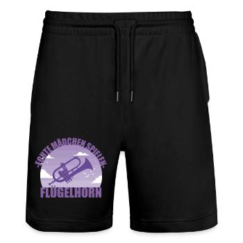 Flügelhorn Musikerin Instrument Mädchen Geschenk - Stanley/Stella Unisex Bio Joggingshorts Trainer  - Schwarz - Vorne - Nik (191cm) & Marisol (170cm)