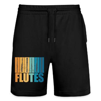 Flute Vintage Musician Instrument Gift - Stanley/Stella Trainer Unisex Organic Jogging Shorts - black - Front - Nik (191cm) & Marisol (170cm)