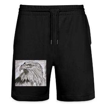König der Lüfte – Adlerkopf Illustration - Stanley/Stella Unisex Bio Joggingshorts Trainer  - Schwarz - Vorne - Nik (191cm) & Marisol (170cm)