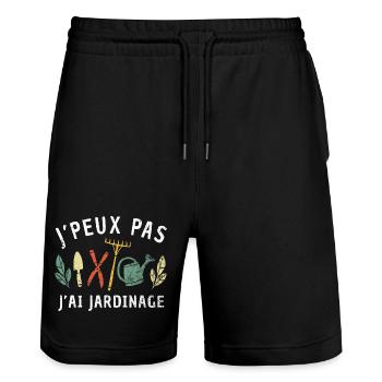 Keine Zeit - Der Garten Ruft Retro Gärtner Natur - Stanley/Stella Unisex Bio Joggingshorts Trainer  - Schwarz - Vorne - Nik (191cm) & Marisol (170cm)