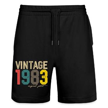 Originaldruck von 1983 - Stanley/Stella Unisex Bio Joggingshorts Trainer  - Schwarz - Vorne - Nik (191cm) & Marisol (170cm)