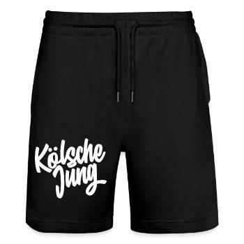Kölsche Jung Script Design - Stanley/Stella Unisex Bio Joggingshorts Trainer  - Schwarz - Vorne - Nik (191cm) & Marisol (170cm)