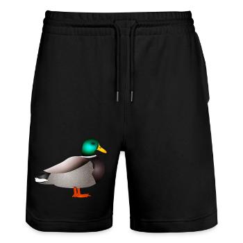 handgezeichnete männliche Ente Erpel oder Enterich - Stanley/Stella Unisex Bio Joggingshorts Trainer  - Schwarz - Vorne - Nik (191cm) & Marisol (170cm)