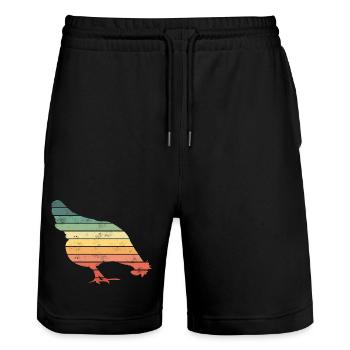 Chicken Chickens - Stanley/Stella Trainer Unisex Organic Jogging Shorts - black - Front - Nik (191cm) & Marisol (170cm)