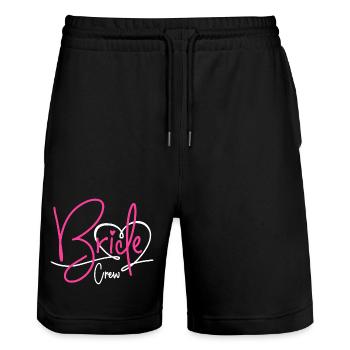 Bride Crew - Stanley/Stella Trainer Unisex Organic Jogging Shorts - black - Front - Nik (191cm) & Marisol (170cm)