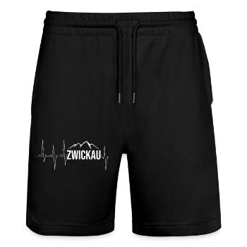 Zwickau Erzgebirge - Stanley/Stella Unisex Bio Joggingshorts Trainer  - Schwarz - Vorne - Nik (191cm) & Marisol (170cm)