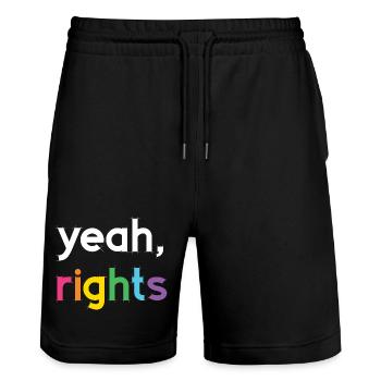 Mois de la fierté LGBT - oui, les droits - Short de jogging bio TRAINER Stanley/Stella unisexe - noir - Devant - Nik (191cm) & Marisol (170cm)