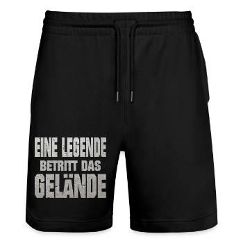 Eine Legende betritt das Gelände - Stanley/Stella Unisex Bio Joggingshorts Trainer  - Schwarz - Vorne - Nik (191cm) & Marisol (170cm)