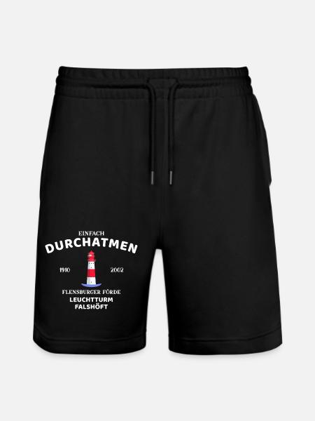 Flensburger Förde, Leuchtturm Falshöft, Durchatmen - Stanley/Stella Unisex Bio Joggingshorts Trainer  - Schwarz