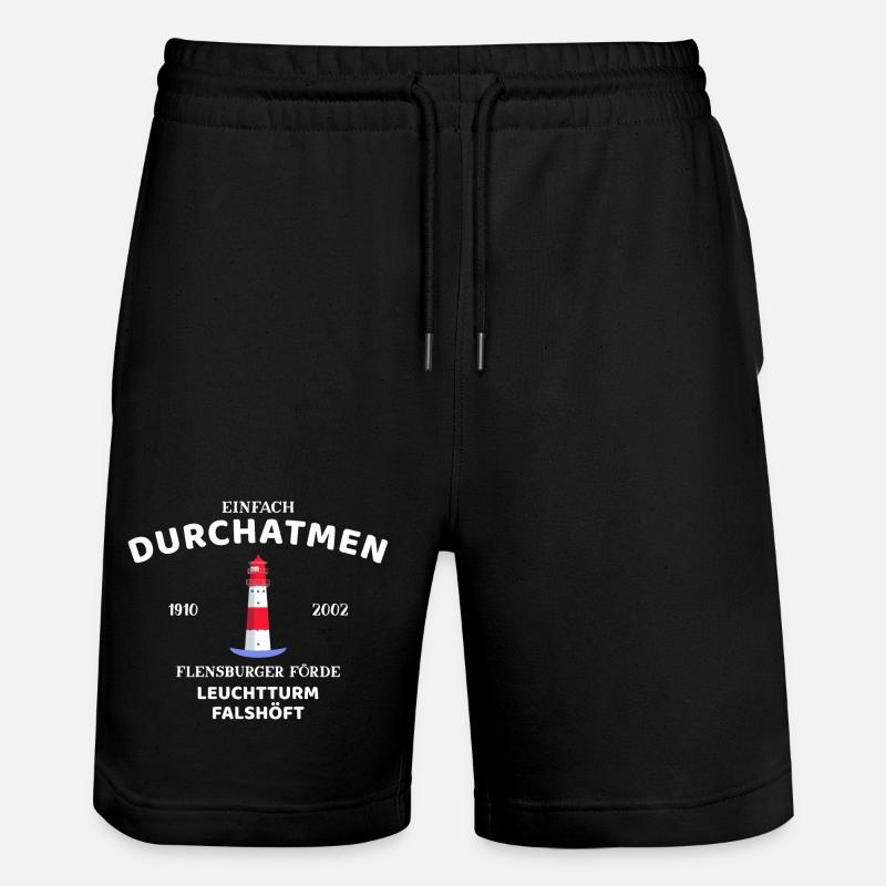 Flensburger Förde, Leuchtturm Falshöft, Durchatmen - Stanley/Stella Unisex Bio Joggingshorts Trainer  - Schwarz