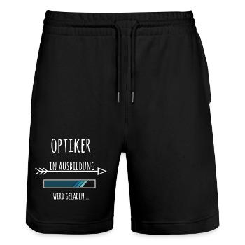 Ausbildung Optiker Beruf - Stanley/Stella Unisex Bio Joggingshorts Trainer  - Schwarz - Vorne - Nik (191cm) & Marisol (170cm)