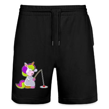 Unicorn Angler Fishing Rod Fishing Rod - Stanley/Stella Trainer Unisex Organic Jogging Shorts - black - Front - Nik (191cm) & Marisol (170cm)