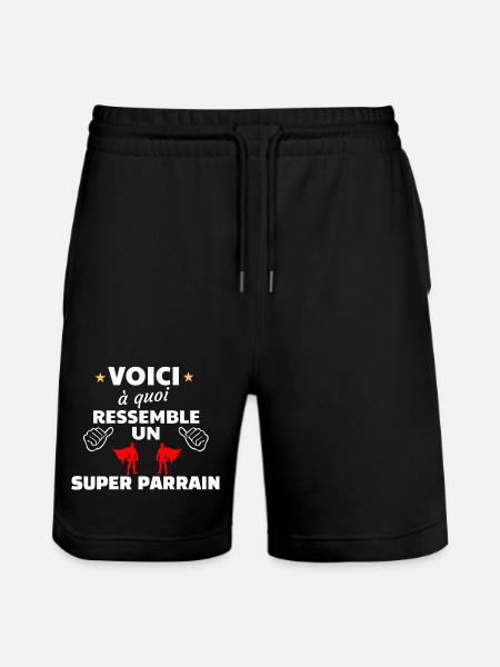 Humour Super Parrain Illustration - Short de jogging bio TRAINER Stanley/Stella unisexe - noir