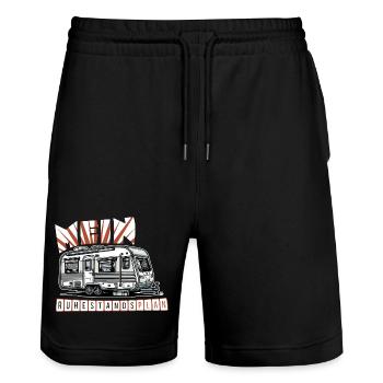 Ruhestand in Stil - Mit Wohnmobil - Stanley/Stella Unisex Bio Joggingshorts Trainer  - Schwarz - Vorne - Nik (191cm) & Marisol (170cm)