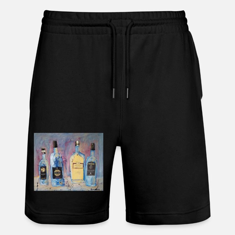 Expressive Weinflaschen vier Freunde - Stanley/Stella Unisex Bio Joggingshorts Trainer  - Schwarz