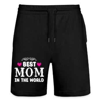 Beste Mama der Welt - Stanley/Stella Unisex Bio Joggingshorts Trainer  - Schwarz - Vorne - Nik (191cm) & Marisol (170cm)