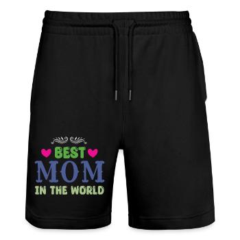 Beste Mama der Welt - Stanley/Stella Unisex Bio Joggingshorts Trainer  - Schwarz - Vorne - Nik (191cm) & Marisol (170cm)