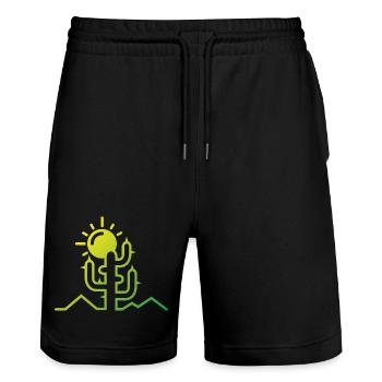 cactus Wüste Sonne Abenteuer minimal Design flat - Stanley/Stella Unisex Bio Joggingshorts Trainer  - Schwarz - Vorne - Nik (191cm) & Marisol (170cm)
