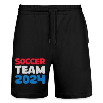 Netherlands soccer team 2024 Soccer Fan Icon Logo - Stanley/Stella Trainer Unisex Organic Jogging Shorts - black - Front - Nik (191cm) & Marisol (170cm)