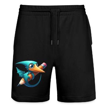 Pterodactyl Pencil Kawaii Pterosaur Dino - Stanley/Stella Trainer Unisex Organic Jogging Shorts - black - Front - Nik (191cm) & Marisol (170cm)