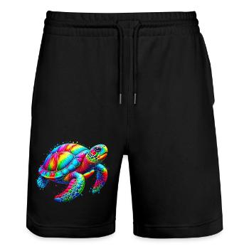 Turtle - Stanley/Stella Trainer Unisex Organic Jogging Shorts - black - Front - Nik (191cm) & Marisol (170cm)