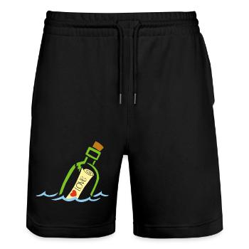 Eine Flasche im Meer - Stanley/Stella Unisex Bio Joggingshorts Trainer  - Schwarz - Vorne - Nik (191cm) & Marisol (170cm)