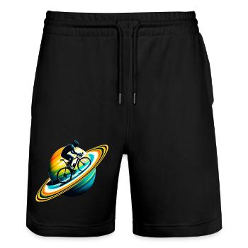 Cycliste sur Saturne - Short de jogging bio TRAINER Stanley/Stella unisexe - noir - Devant - Nik (191cm) & Marisol (170cm)