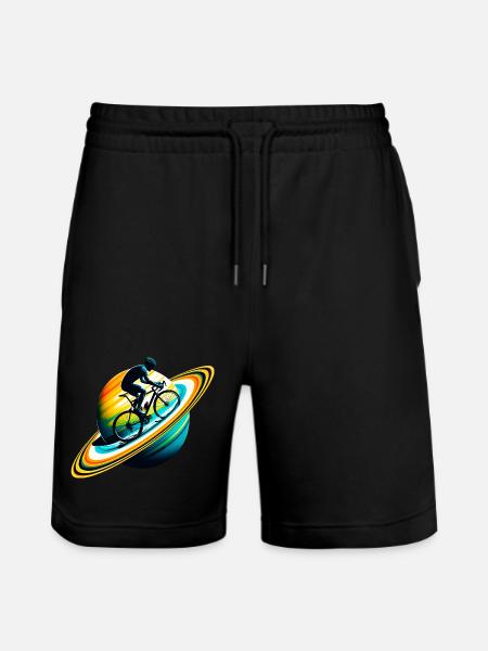 Cyclist on Saturn - Stanley/Stella Trainer Unisex Organic Jogging Shorts - black