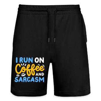 Kaffee und Sarkasmus - Stanley/Stella Unisex Bio Joggingshorts Trainer  - Schwarz - Vorne - Nik (191cm) & Marisol (170cm)
