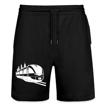 Chemin de fer - Short de jogging bio TRAINER Stanley/Stella unisexe - noir - Devant - Nik (191cm) & Marisol (170cm)