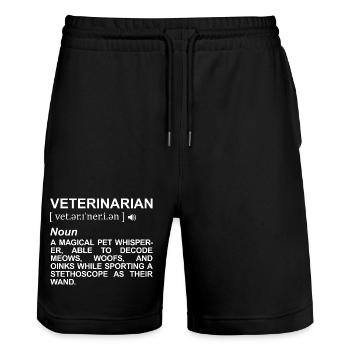 Veterinarian Dictionary - Stanley/Stella Trainer Unisex Organic Jogging Shorts - black - Front - Nik (191cm) & Marisol (170cm)