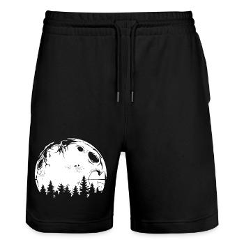 Forest Moon Tree Space Space Symbol Logo icon - Stanley/Stella Trainer Unisex Organic Jogging Shorts - black - Front - Nik (191cm) & Marisol (170cm)