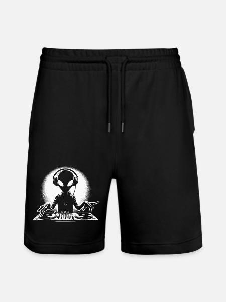Dark Alien DJ Illustration - Stanley/Stella Trainer Unisex Organic Jogging Shorts - black