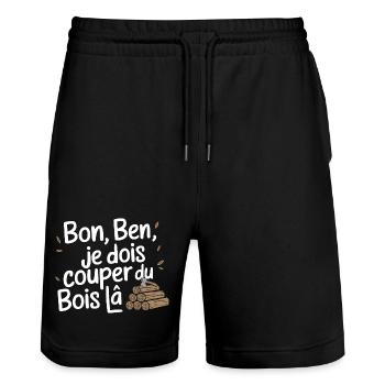 Bon Ben Je dois Couper du bois - Short de jogging bio TRAINER Stanley/Stella unisexe - noir - Devant - Nik (191cm) & Marisol (170cm)