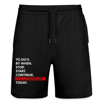 Live Legendary Today: To-Do Motivator - Stanley/Stella Trainer Unisex Organic Jogging Shorts - black - Front - Nik (191cm) & Marisol (170cm)