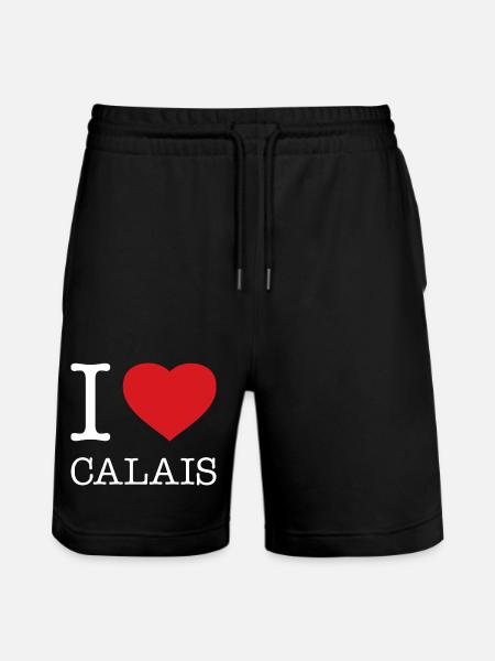 I LOVE CALAIS - Stanley/Stella Trainer Unisex Organic Jogging Shorts - black