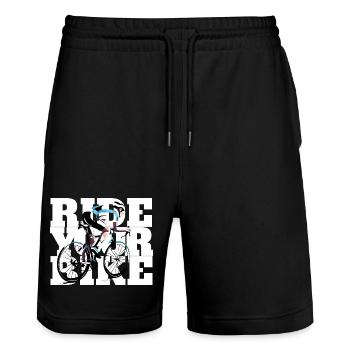 Ride your bike - for all those who love the bike - Stanley/Stella Trainer Unisex Organic Jogging Shorts - black - Front - Nik (191cm) & Marisol (170cm)