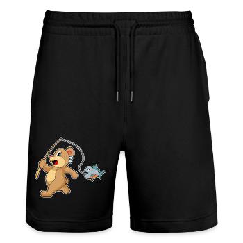 Pêche au poisson pêcheur à l’ours - Short de jogging bio TRAINER Stanley/Stella unisexe - noir - Devant - Nik (191cm) & Marisol (170cm)