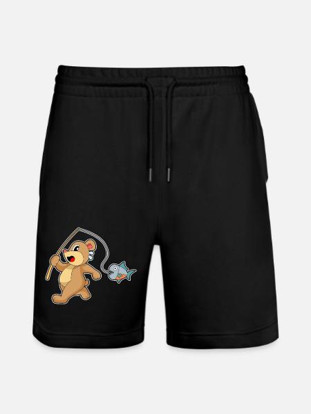 Bear Angler Fish Fishing - Stanley/Stella Trainer Unisex Organic Jogging Shorts - black
