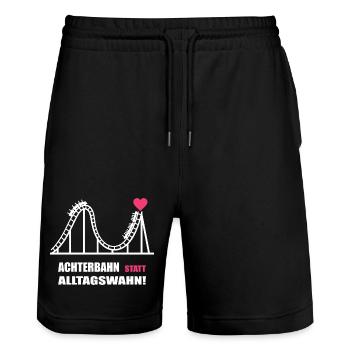 Roller coaster instead of everyday mania - Stanley/Stella Trainer Unisex Organic Jogging Shorts - black - Front - Nik (191cm) & Marisol (170cm)