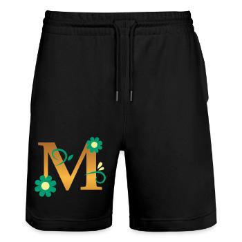 M - Stanley/Stella Unisex Bio Joggingshorts Trainer  - Schwarz - Vorne - Nik (191cm) & Marisol (170cm)