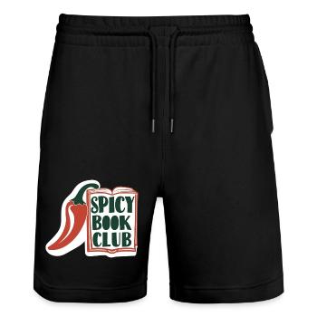 Spicy Book Club – Buch & Chili Design - Stanley/Stella Trainer Unisex Organic Jogging Shorts - black - Front - Nik (191cm) & Marisol (170cm)