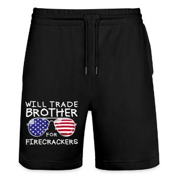 Frère d'échange pour les feux d'artifice pour les enfants le 4 juillet - Short de jogging bio TRAINER Stanley/Stella unisexe - noir - Devant - Nik (191cm) & Marisol (170cm)