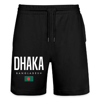 Dhaka Bangladesch - Stanley/Stella Unisex Bio Joggingshorts Trainer  - Schwarz - Vorne - Nik (191cm) & Marisol (170cm)