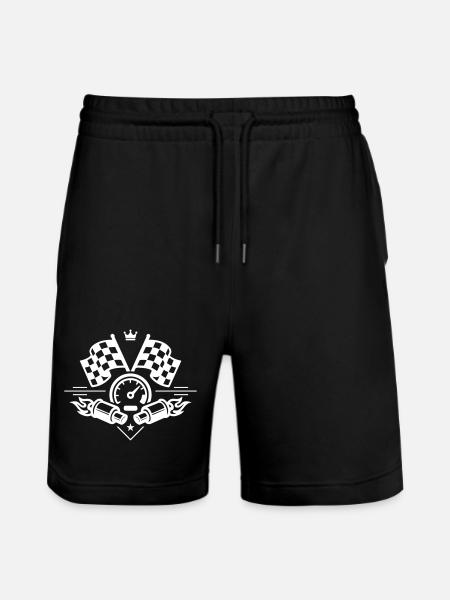 Racing Flag Exhaust Speedometer - Stanley/Stella Trainer Unisex Organic Jogging Shorts - black
