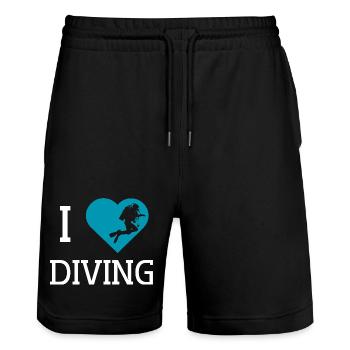 I love Diving T-Shirt - Stanley/Stella Unisex Bio Joggingshorts Trainer  - Schwarz - Vorne - Nik (191cm) & Marisol (170cm)